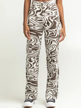 RSQ Swirl Straight Leg Pants in Brown/White size 27
